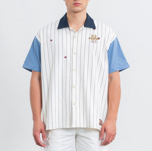 CAMP Men Hawaii Shirt  ( White Stripe/Sky Blue )