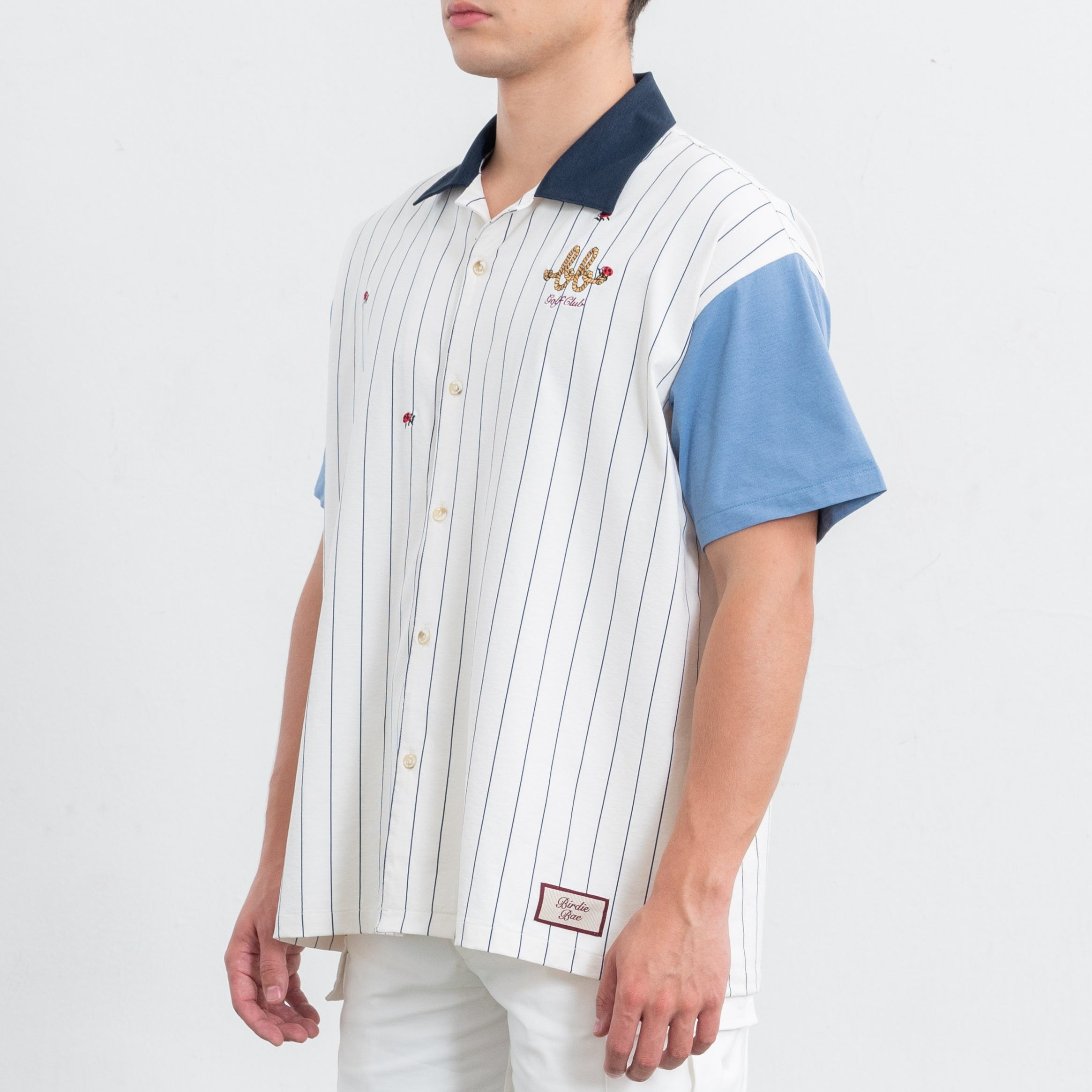CAMP Men Hawaii Shirt  ( White Stripe/Sky Blue )