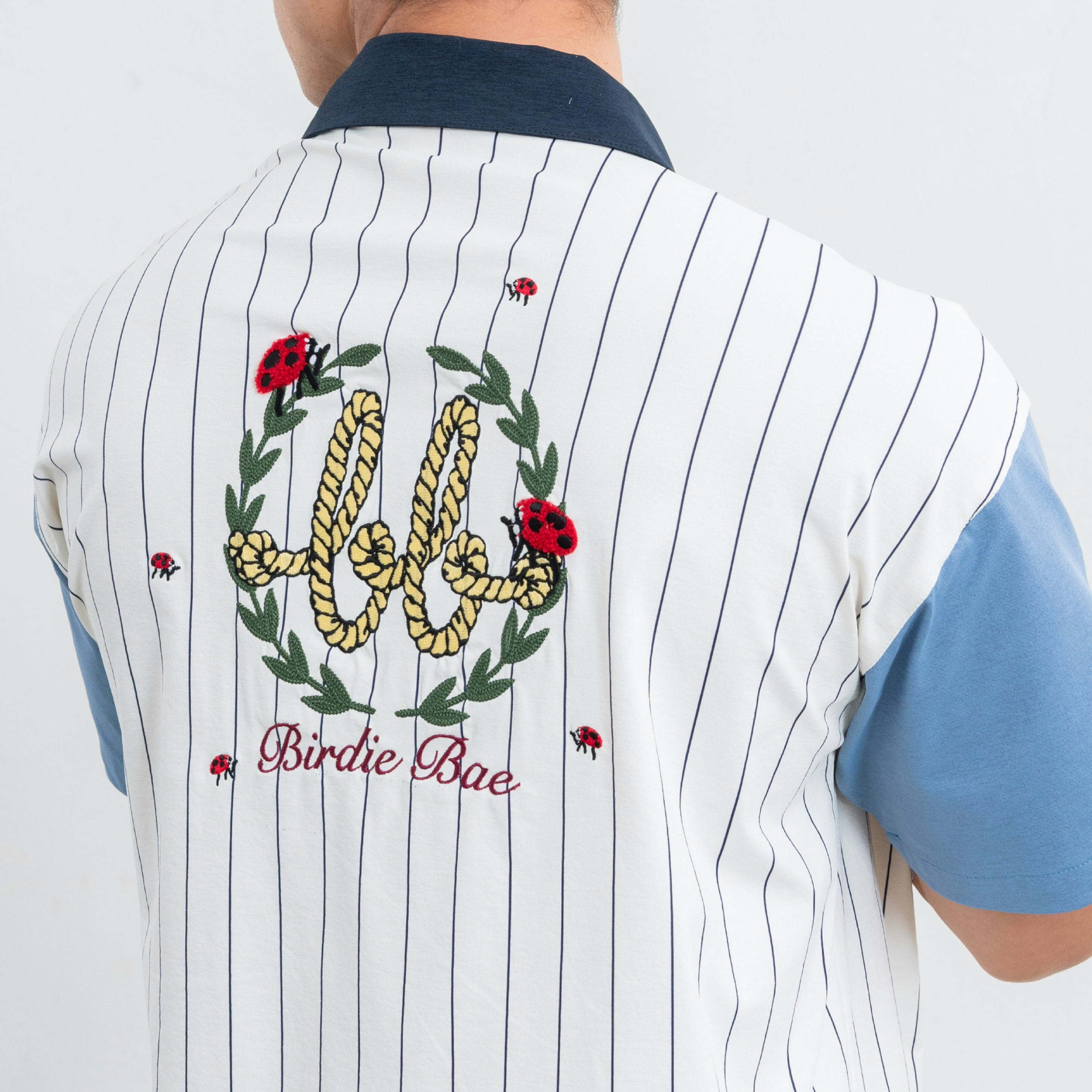 CAMP Men Hawaii Shirt  ( White Stripe/Sky Blue )