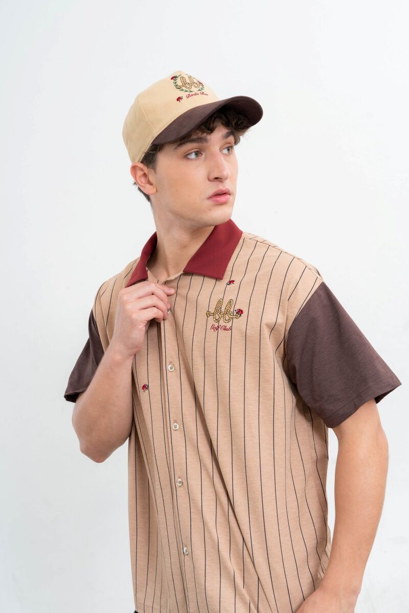 CAMP Men Hawaii Shirt  ( Brown Stripe/Choccolate )