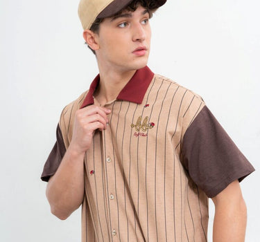 CAMP Men Hawaii Shirt  ( Brown Stripe/Choccolate )