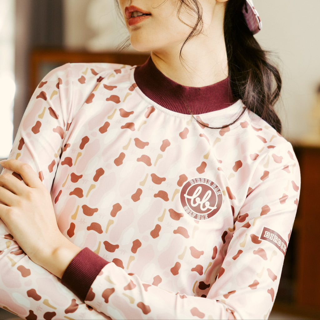 Long Sleeve Bunker Top - เสื้อแขนยาว คอสูง ลายบังเกอร์ (Pink)