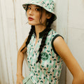Sleeveless Bunker Zip Top - เสื้อแขนกุด คอสูงมีซิบ ลายบังเกอร์ (Green)