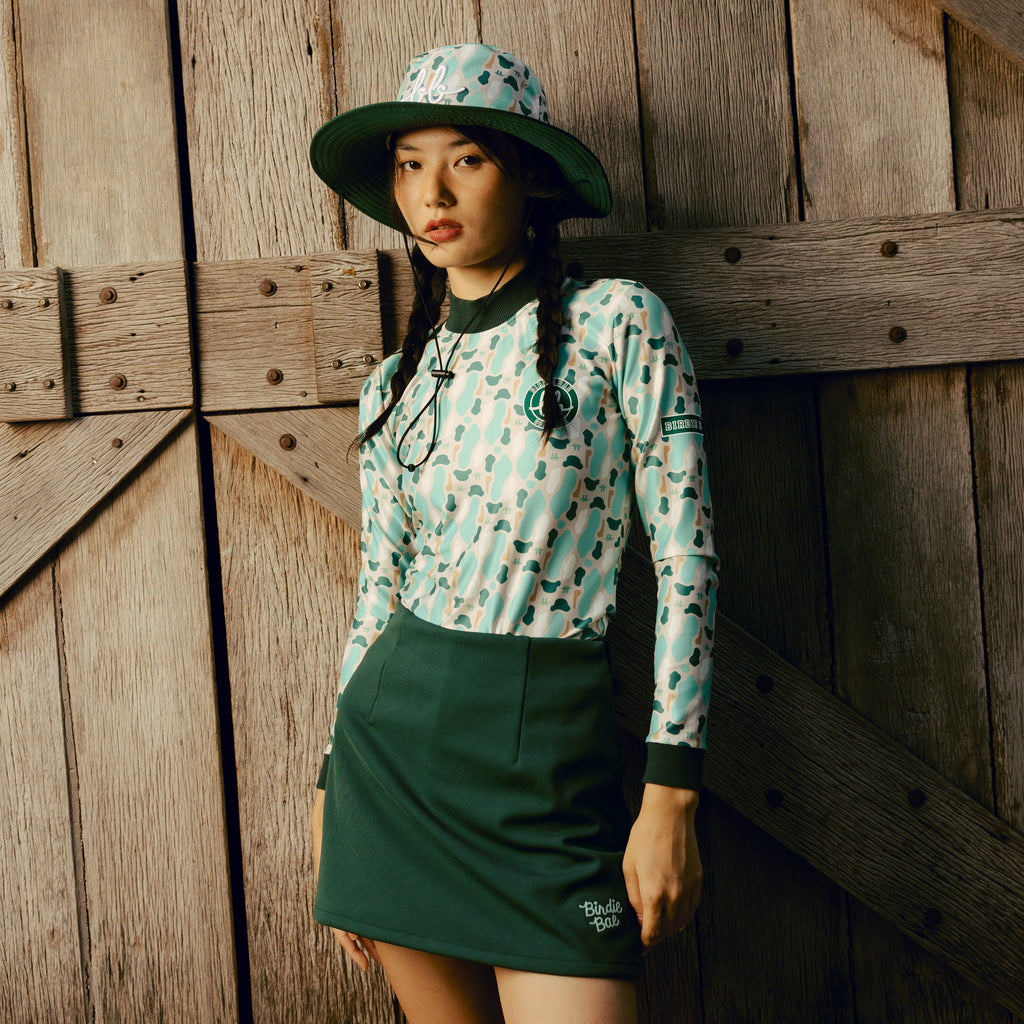 Long Sleeve Bunker Top - เสื้อแขนยาว คอสูง ลายบังเกอร์ (Green)