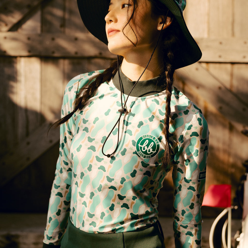 Long Sleeve Bunker Top - เสื้อแขนยาว คอสูง ลายบังเกอร์ (Green)