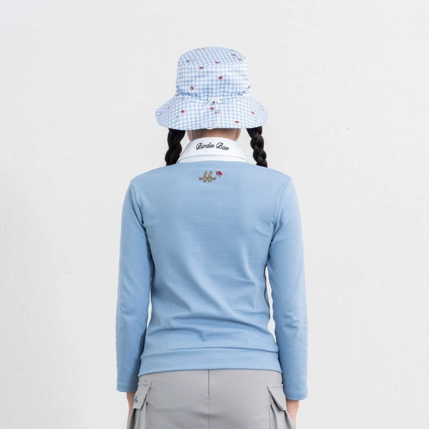 NERDY Women Oxford Cotton Polo ( Wedgewood Blue/White )