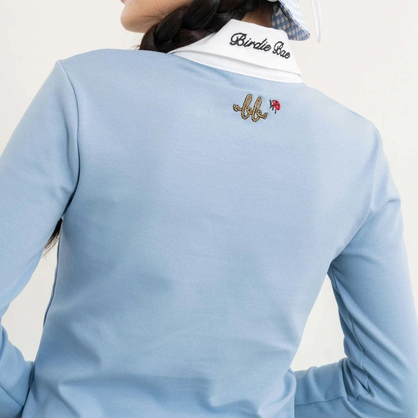 NERDY Women Oxford Cotton Polo ( Wedgewood Blue/White )