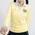 NERDY Women Oxford Cotton Polo ( Butter Yellow/Blue Pin Stripe )