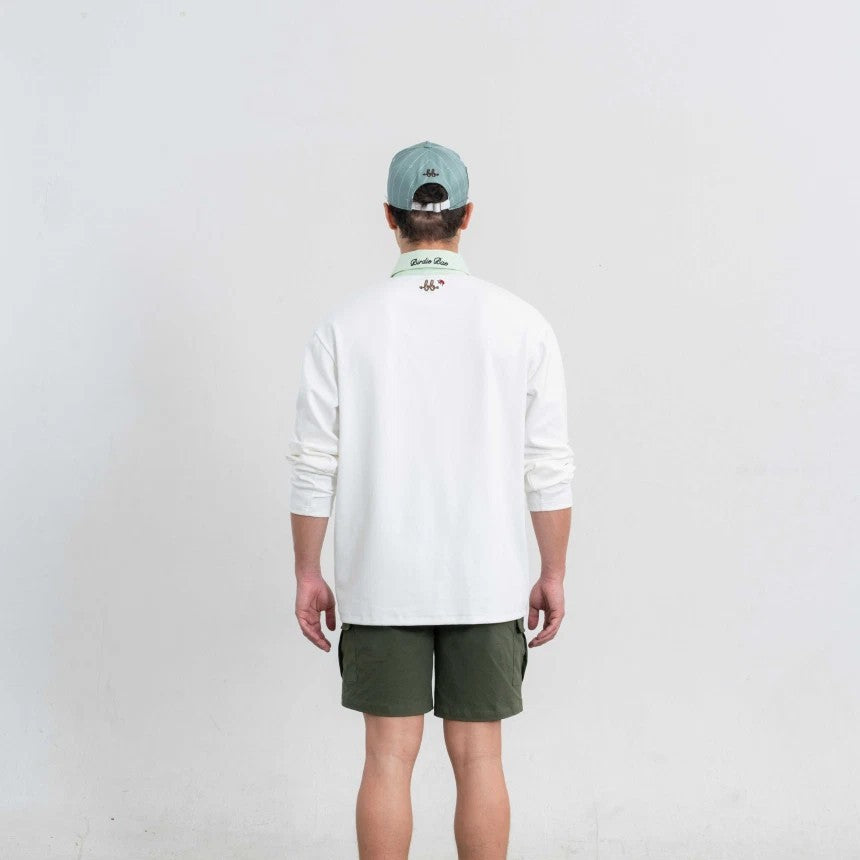 NERDY Men Oxford Cotton OVERSIZE Polo ( White/Bamboo )