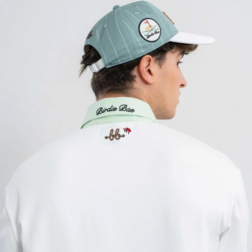 NERDY Men Oxford Cotton Polo ( White/Bamboo )