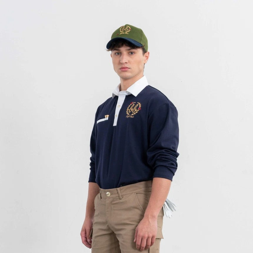 NERDY Men Oxford Cotton Polo ( Navy/White )