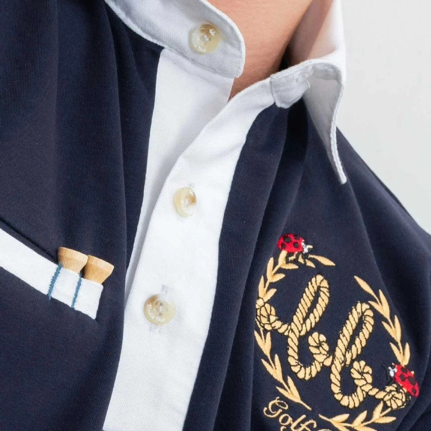 NERDY Men Oxford Cotton Polo ( Navy/White )