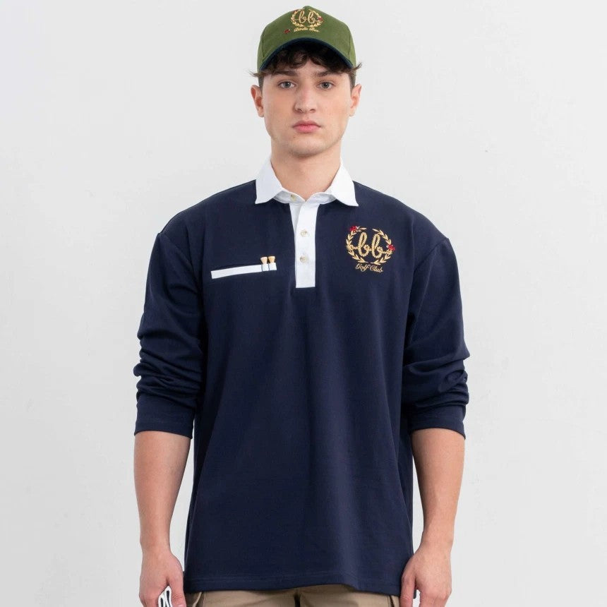 NERDY Men Oxford Cotton Polo ( Navy/White )
