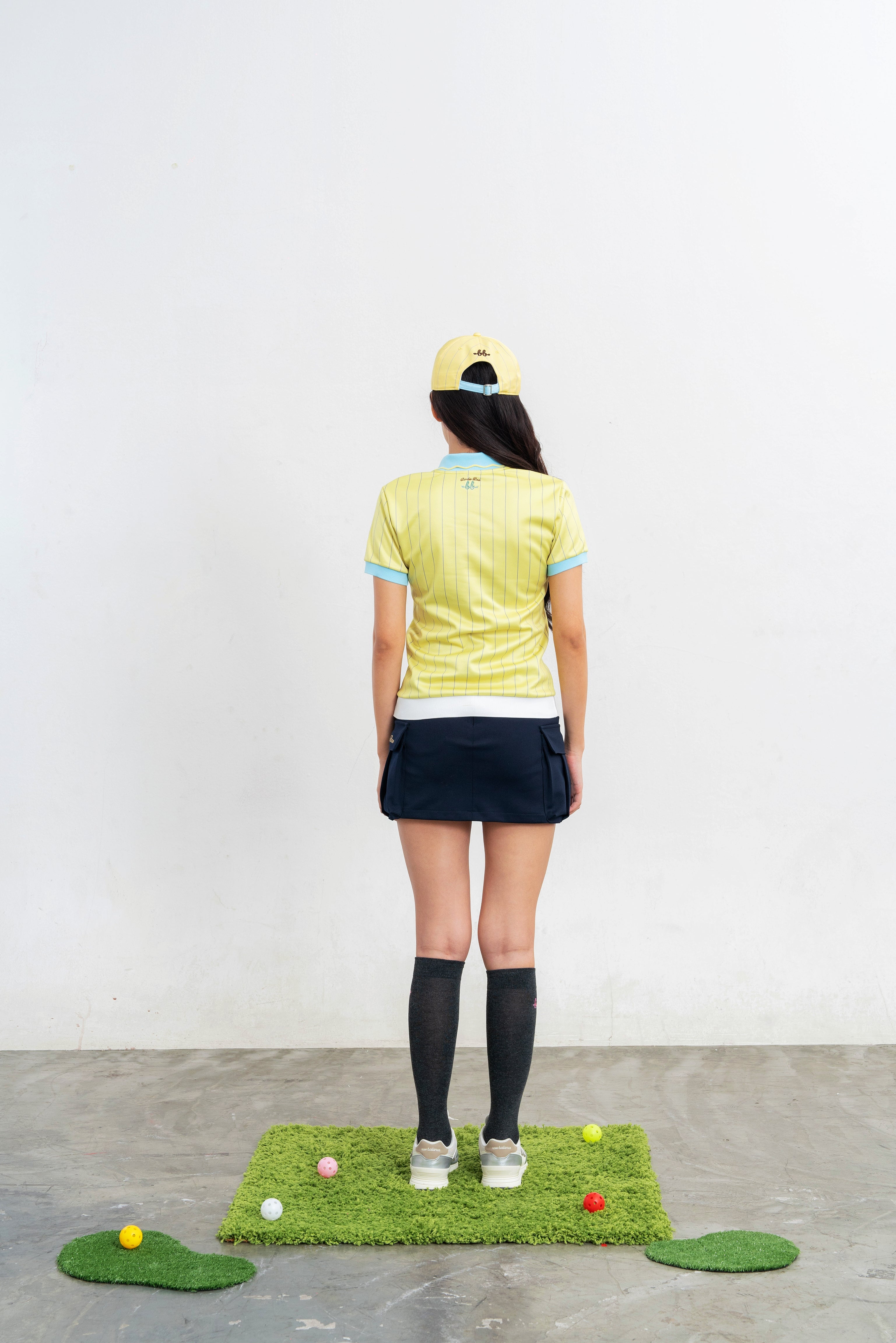 COURT Women Scallop Polo (Yellow Stripe)