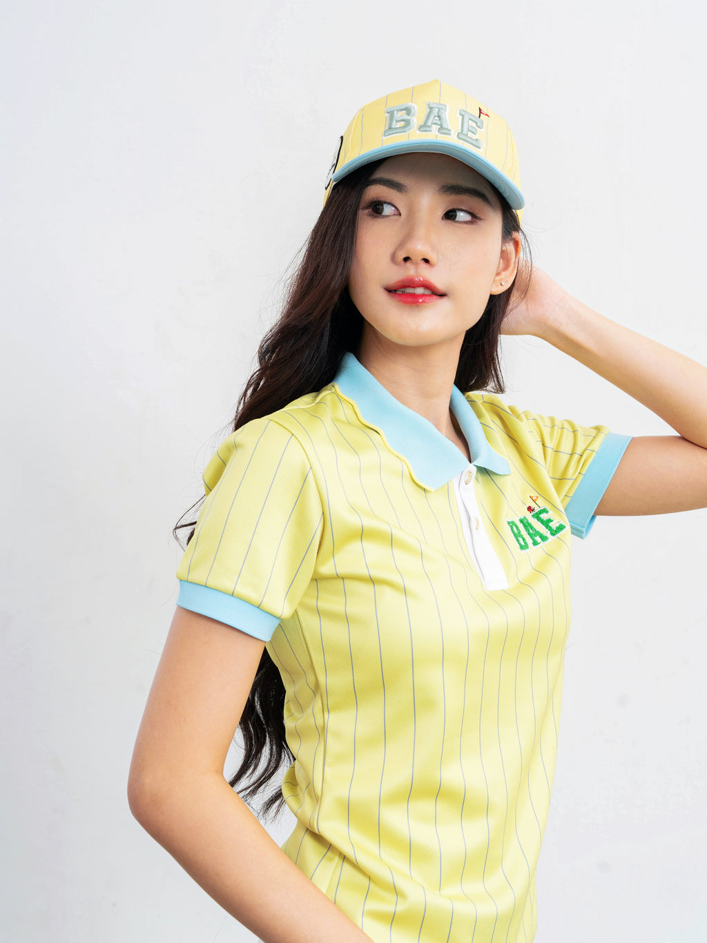 COURT Women Scallop Polo (Yellow Stripe)