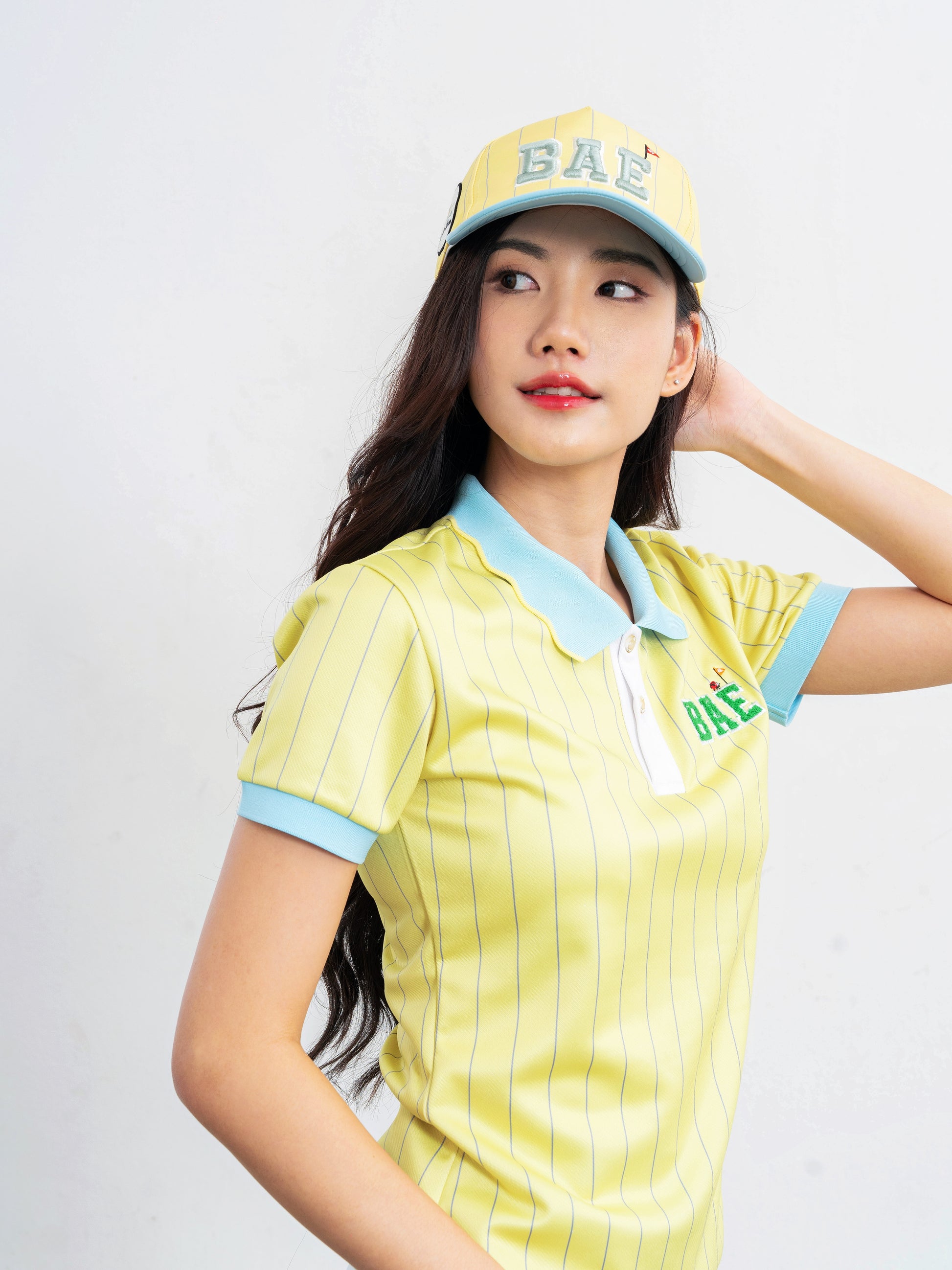COURT Women Scallop Polo (Yellow Stripe)