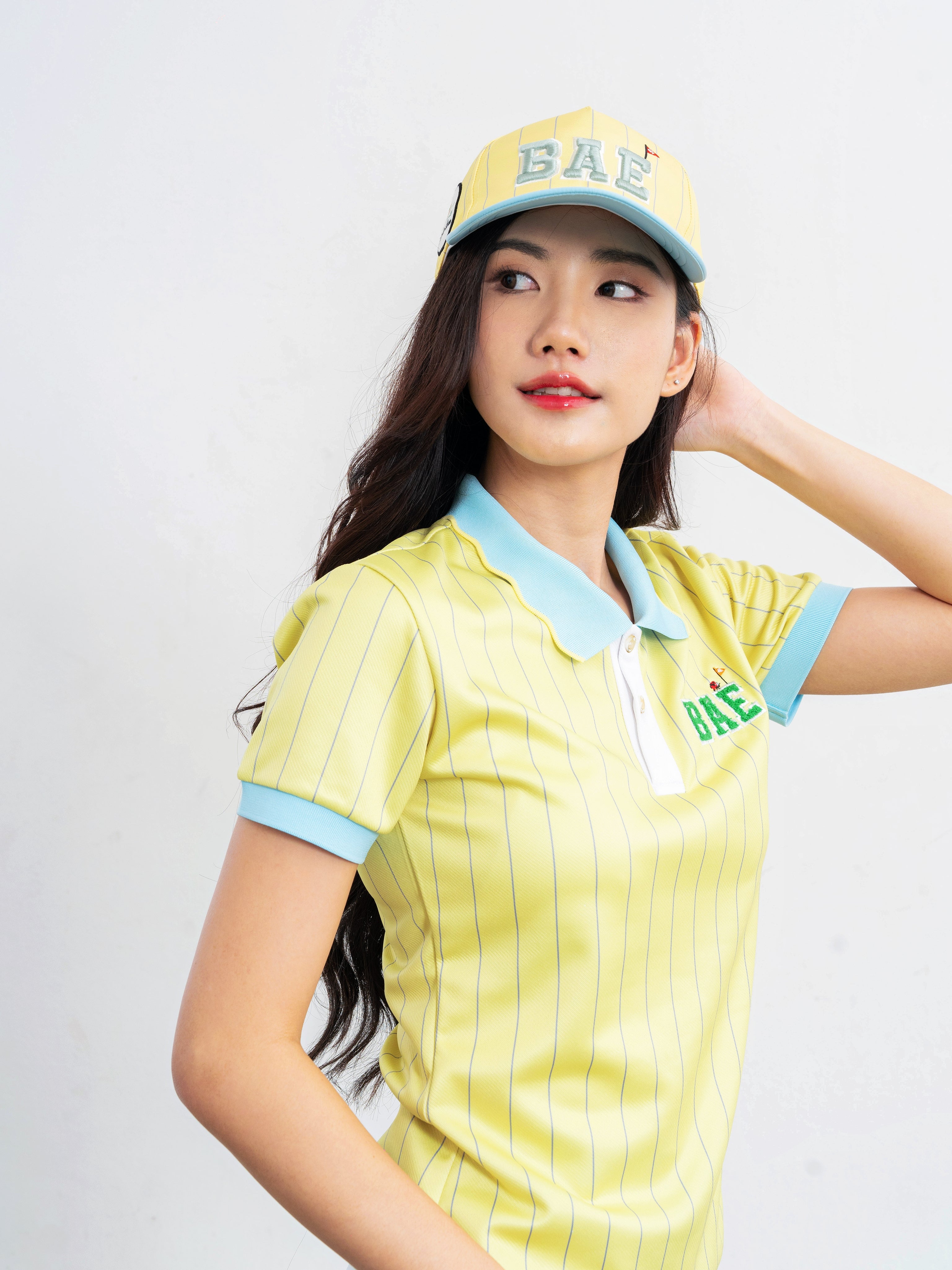 COURT Women Scallop Polo (Yellow Stripe)