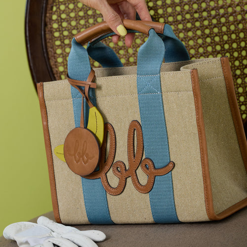 BUFFY Canvas Square Tote กระเป๋าถือแคนวาส ดีเทลหนังแท้ สี Sand-Banana