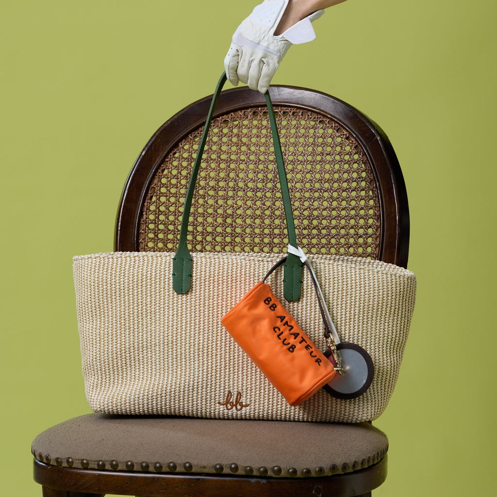 SUNNY Raffia Tote with Mini Trunk กระเป๋าโท้ทสะพาย พร้อมกระเป๋าลูก สี Matcha Green/Orange