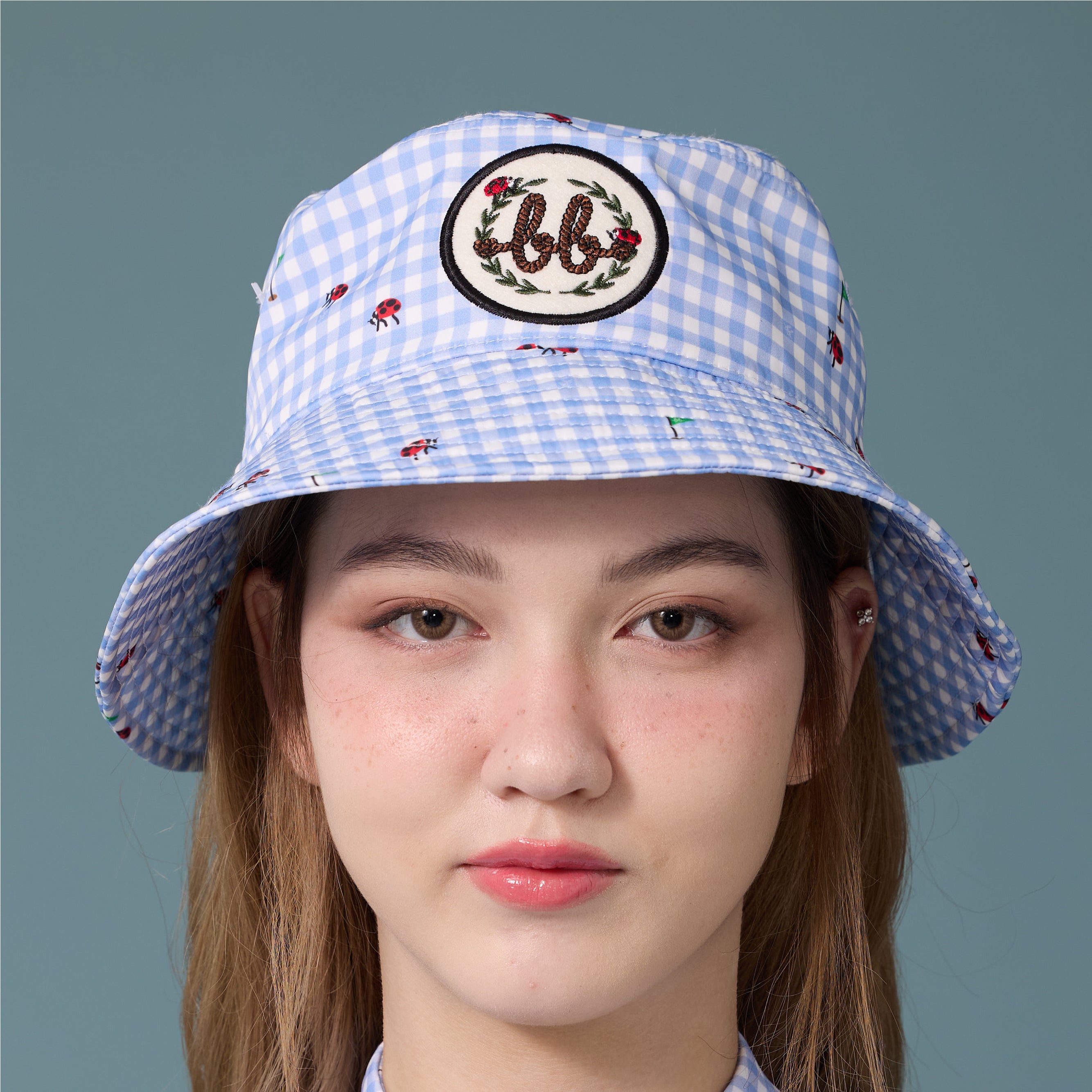 Picnic Gingham Bucket Hat - Powder Blue