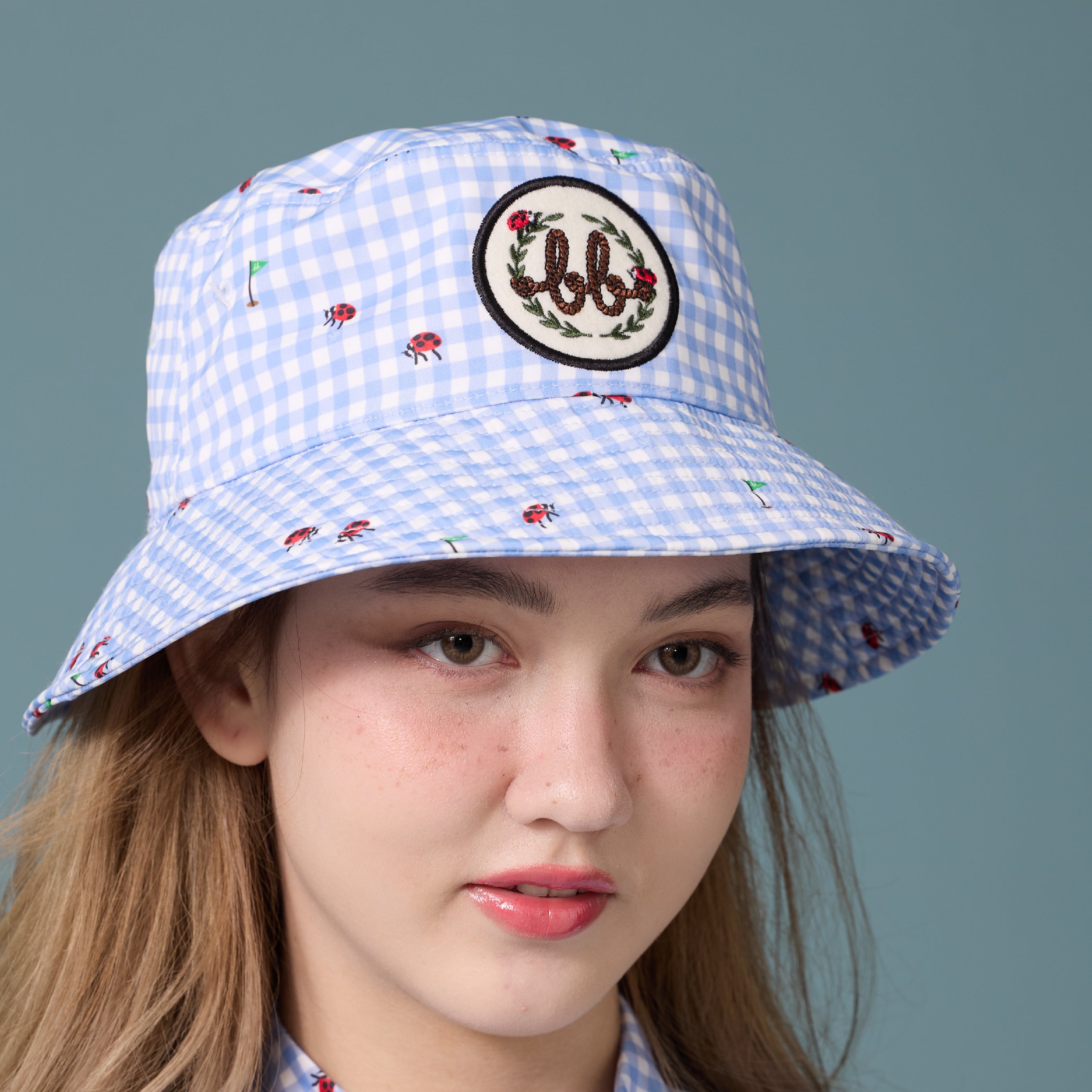 Picnic Gingham Bucket Hat - Powder Blue