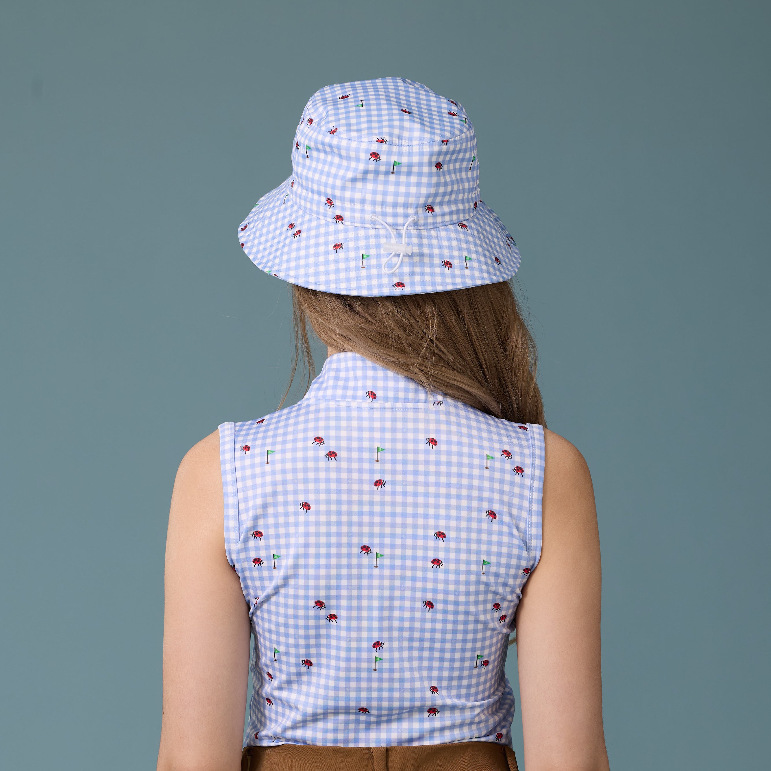 Picnic Gingham Bucket Hat - Powder Blue