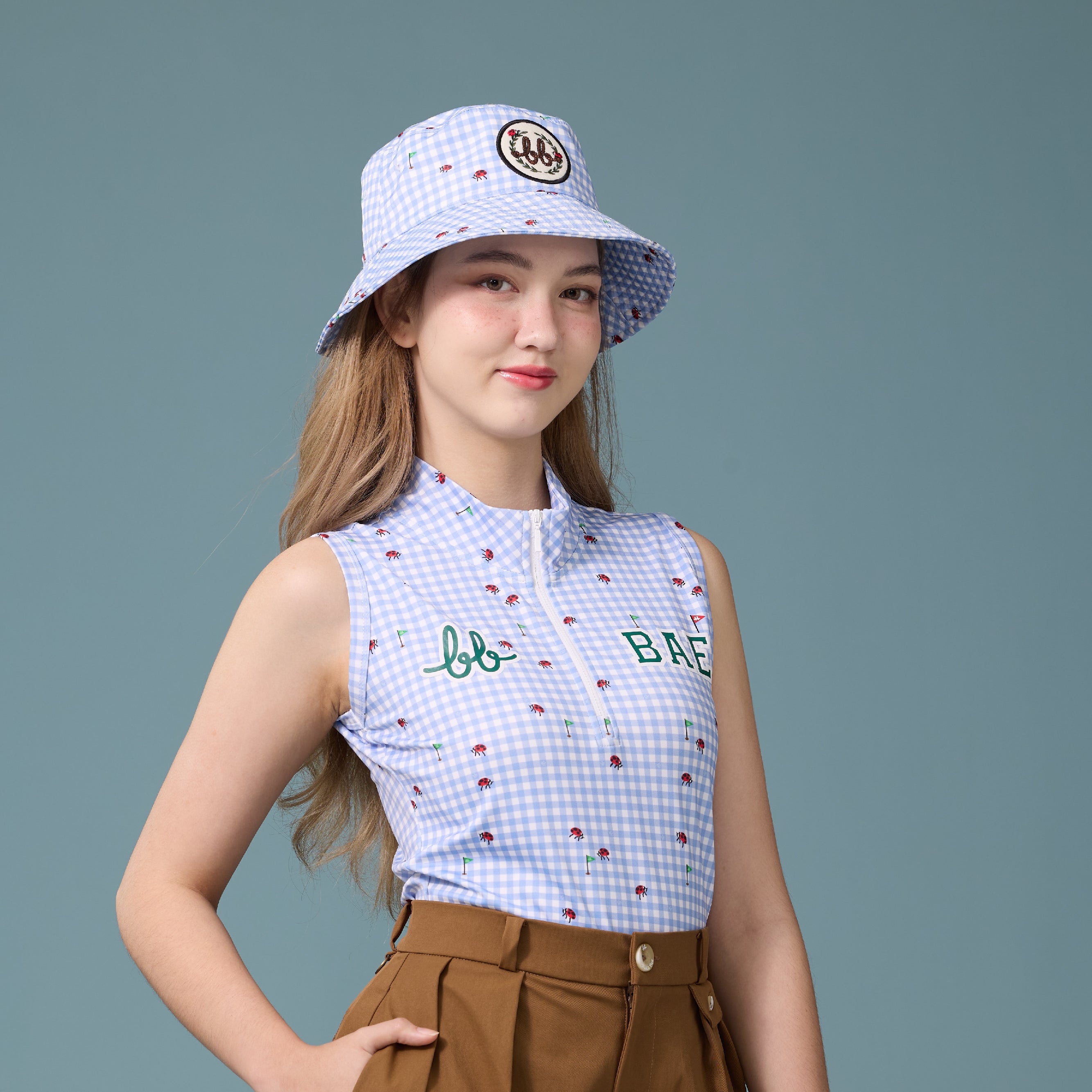 Picnic Gingham Bucket Hat - Powder Blue