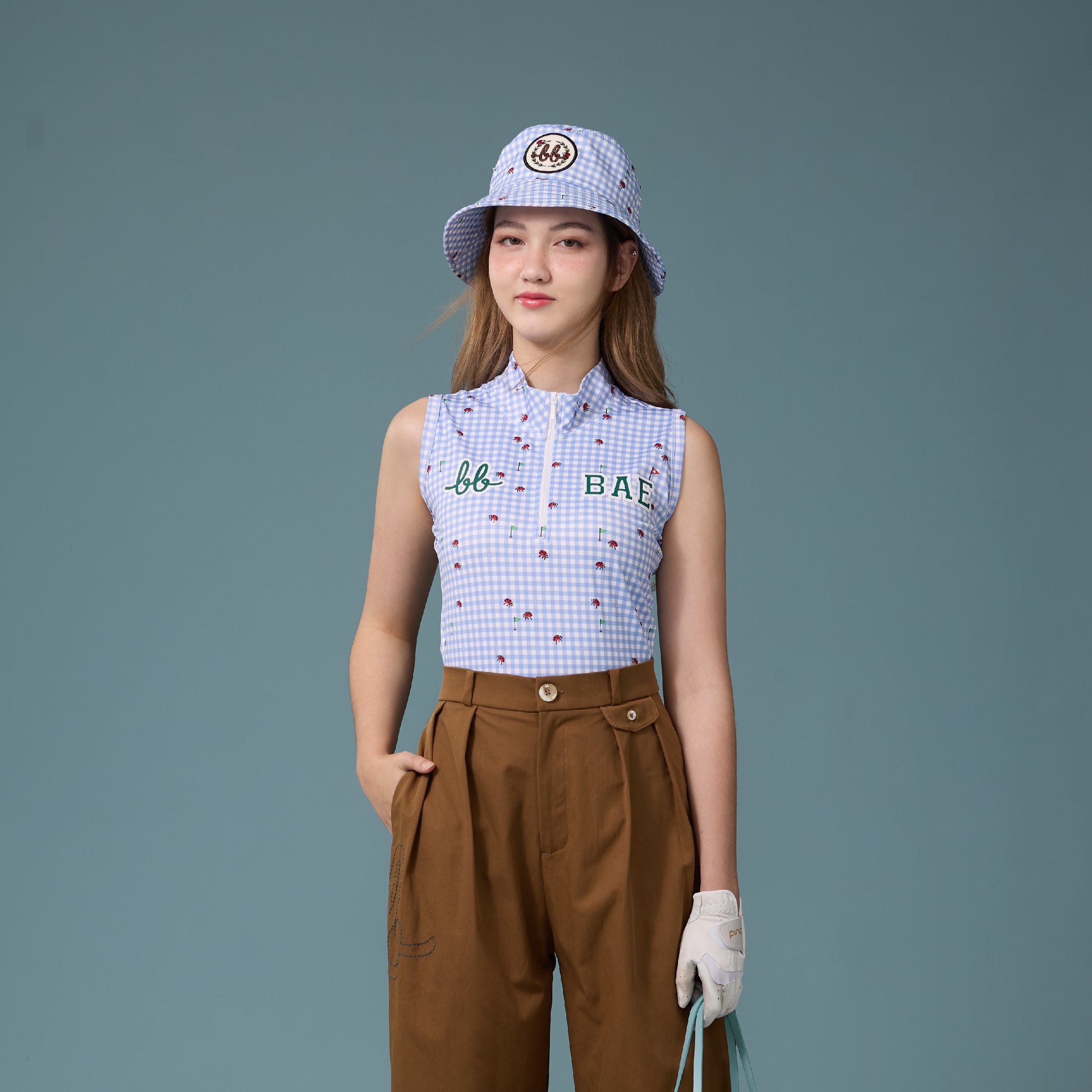 Picnic Gingham Bucket Hat - Powder Blue