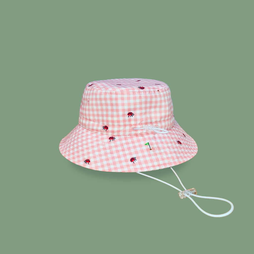 Picnic Gingham Bucket Hat - Peachy Pink