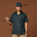 Men Linen Hawaii Shirt - Forest Green