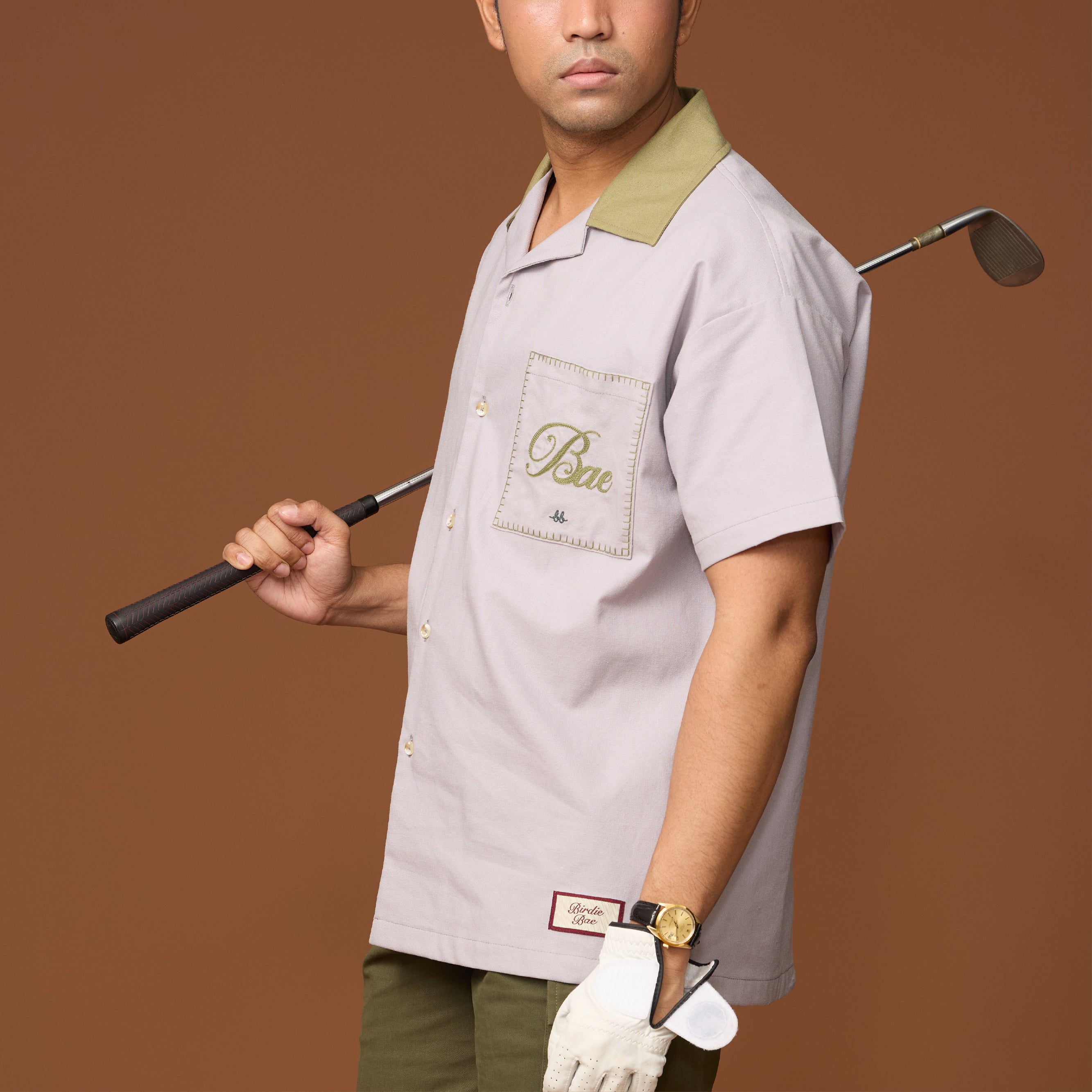 Men Linen Hawaii Shirt - Steel Grey