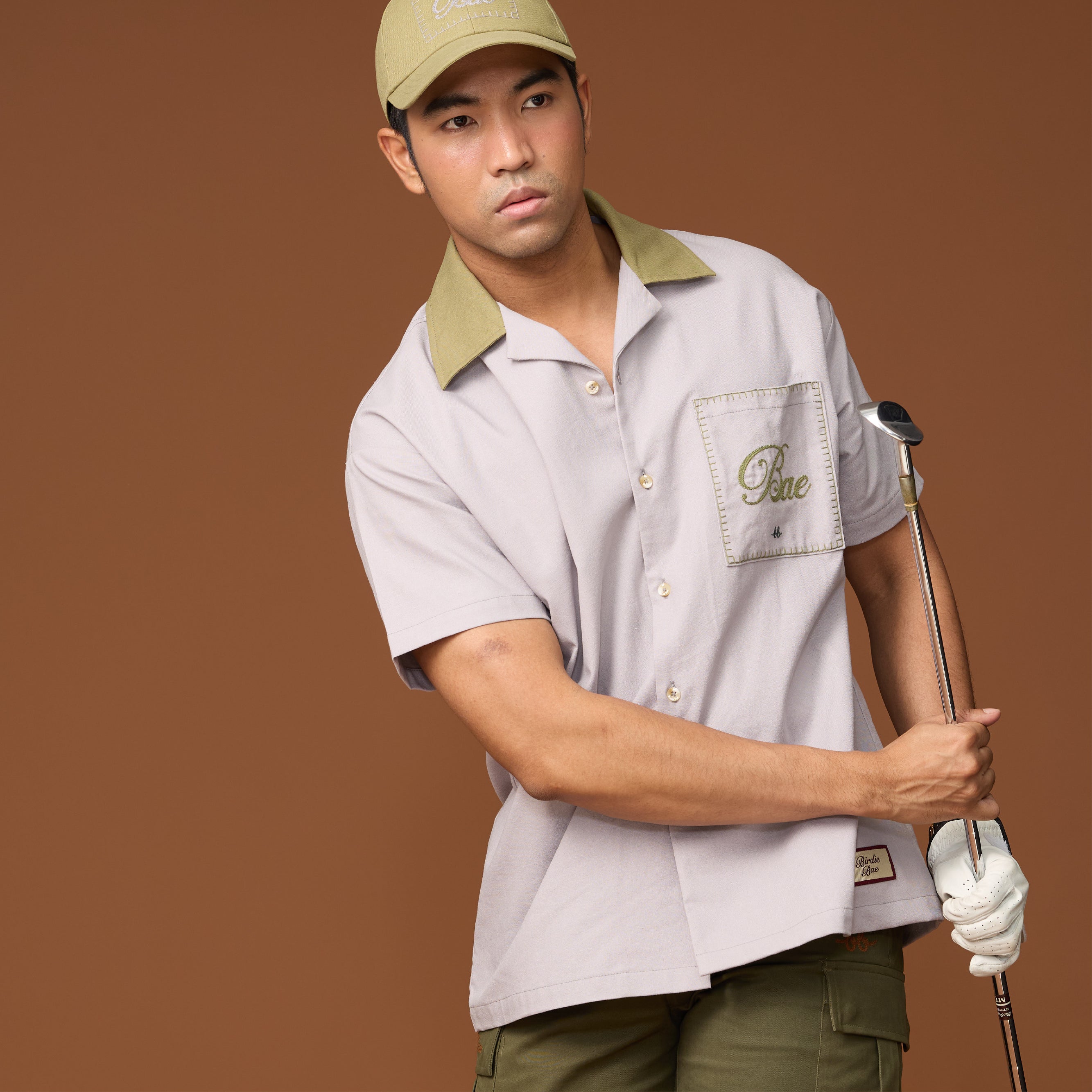 Men Linen Hawaii Shirt - Steel Grey