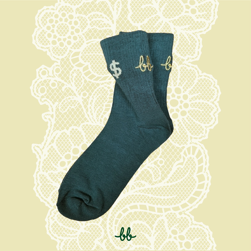 Crew Socks in Dollar Green (Unisex) ถุงเท้า ระดับครึ่งขา สีเขียว (1คู่)