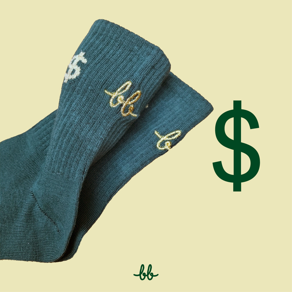 Crew Socks in Dollar Green (Unisex) ถุงเท้า ระดับครึ่งขา สีเขียว (1คู่)