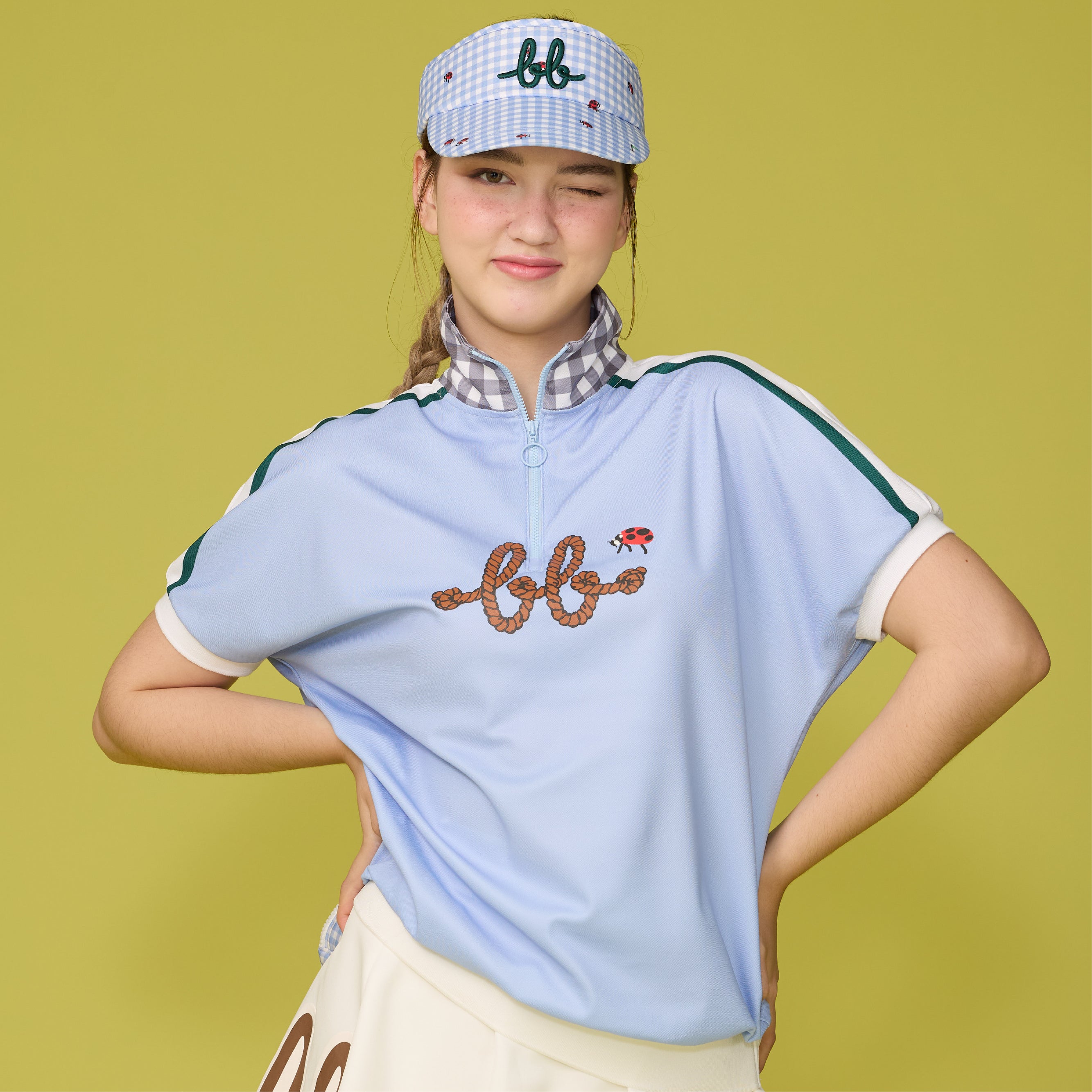 Women Polo with Zip - Powder Blue