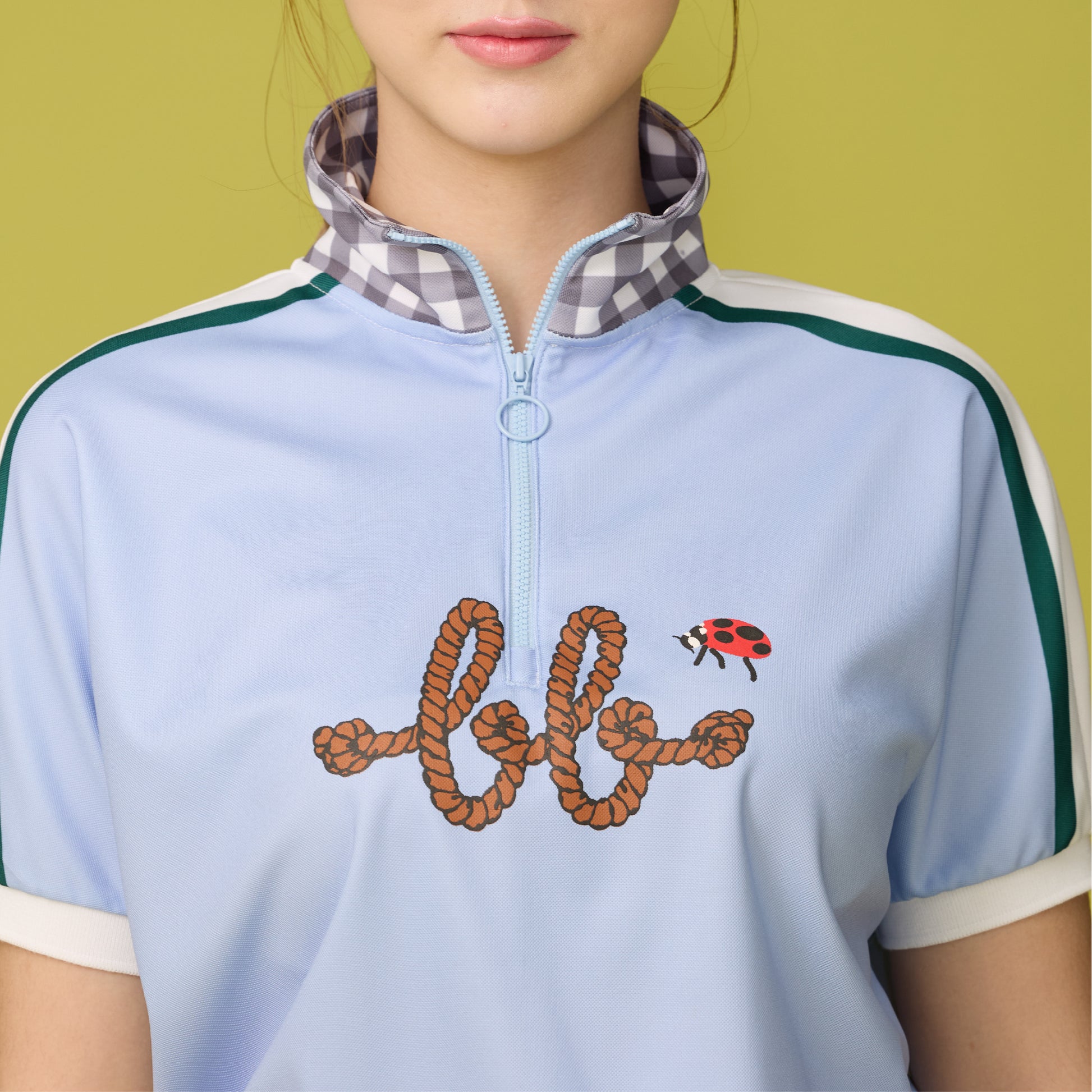 Women Polo with Zip - Powder Blue