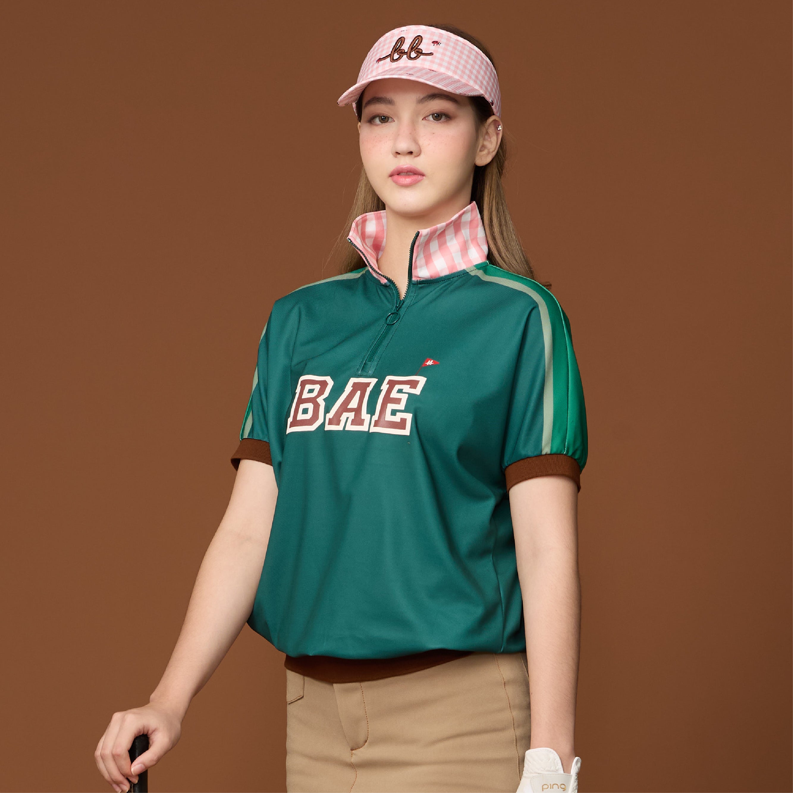 Women Polo with Zip - Forest Green