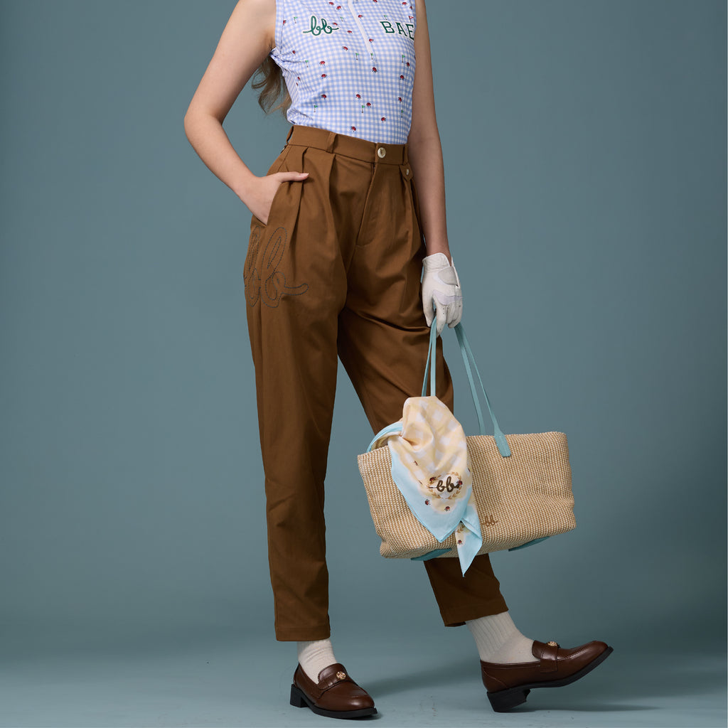 SUNNY Raffia Tote with Mini Trunk กระเป๋าโท้ทสะพาย พร้อมกระเป๋าลูก สี Dusty Blue/Butter Yellow