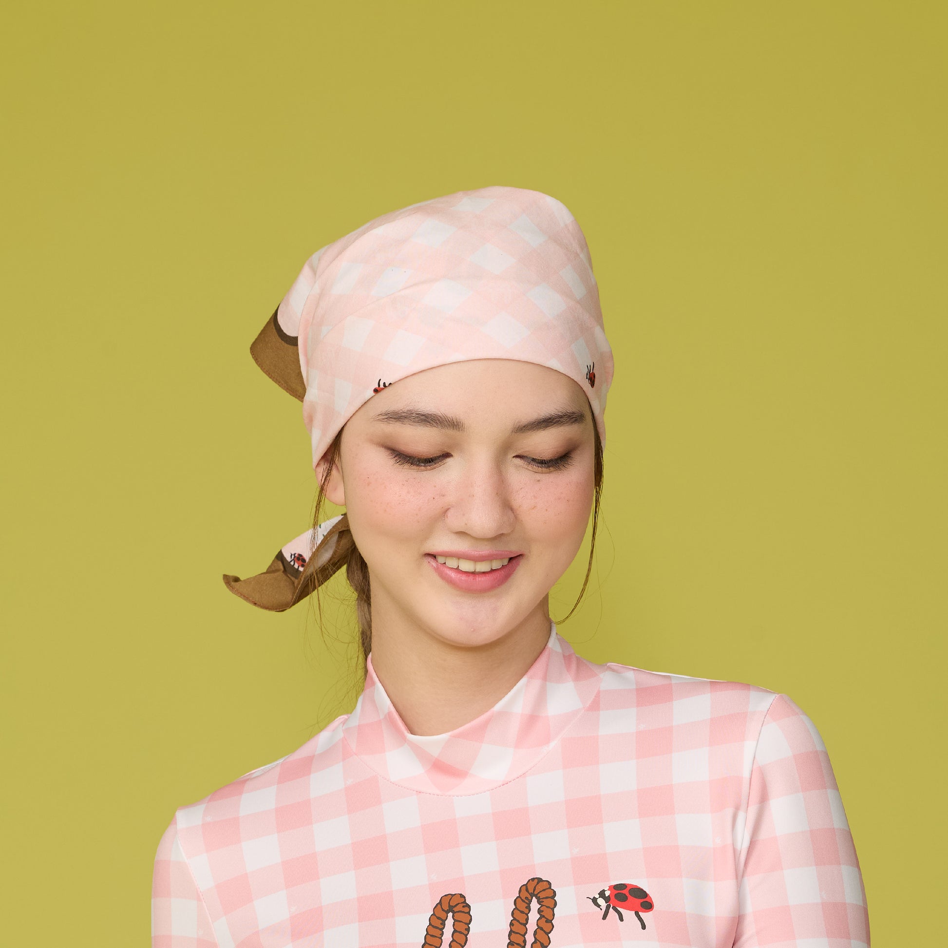 Picnic Cotton Head Scarf - Peachy Pink