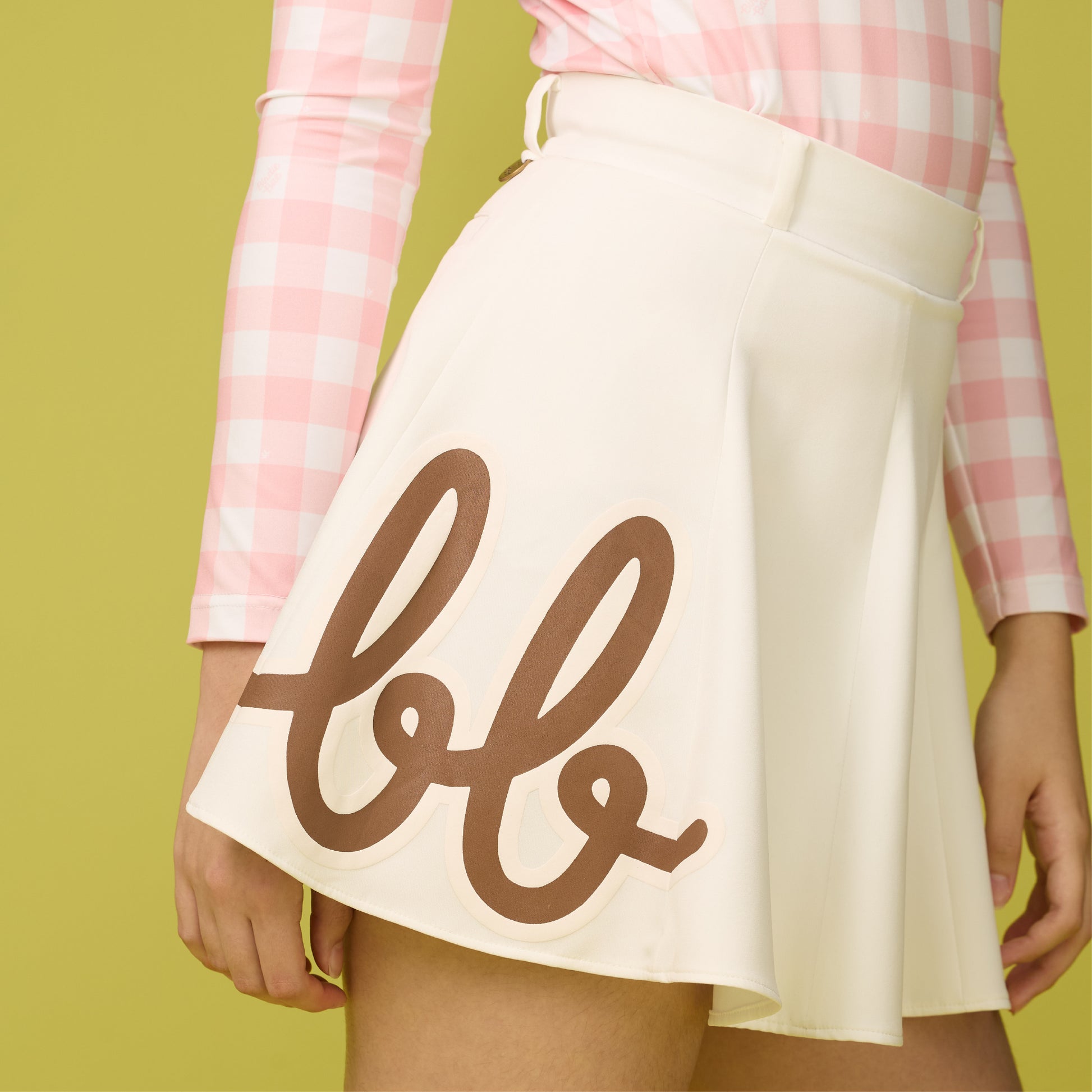 Women High Waist Flare Mini Skirt - Court White