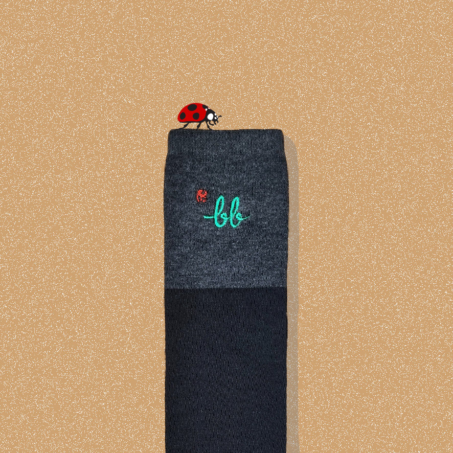 Women Calf Socks in BB Lady bug (2 tone) / ถุงเท้ายาว ระดับใต้เข่า ลายเต่าทองทูโทน (1คู่)
