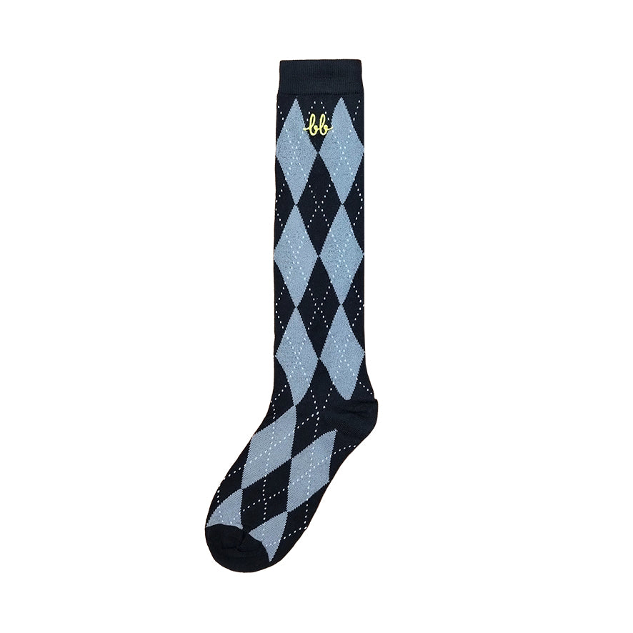 Women Calf Socks in Argyle Black / ถุงเท้ายาว ระดับใต้เข่า ลายวินเทจ สีดำ (1คู่)