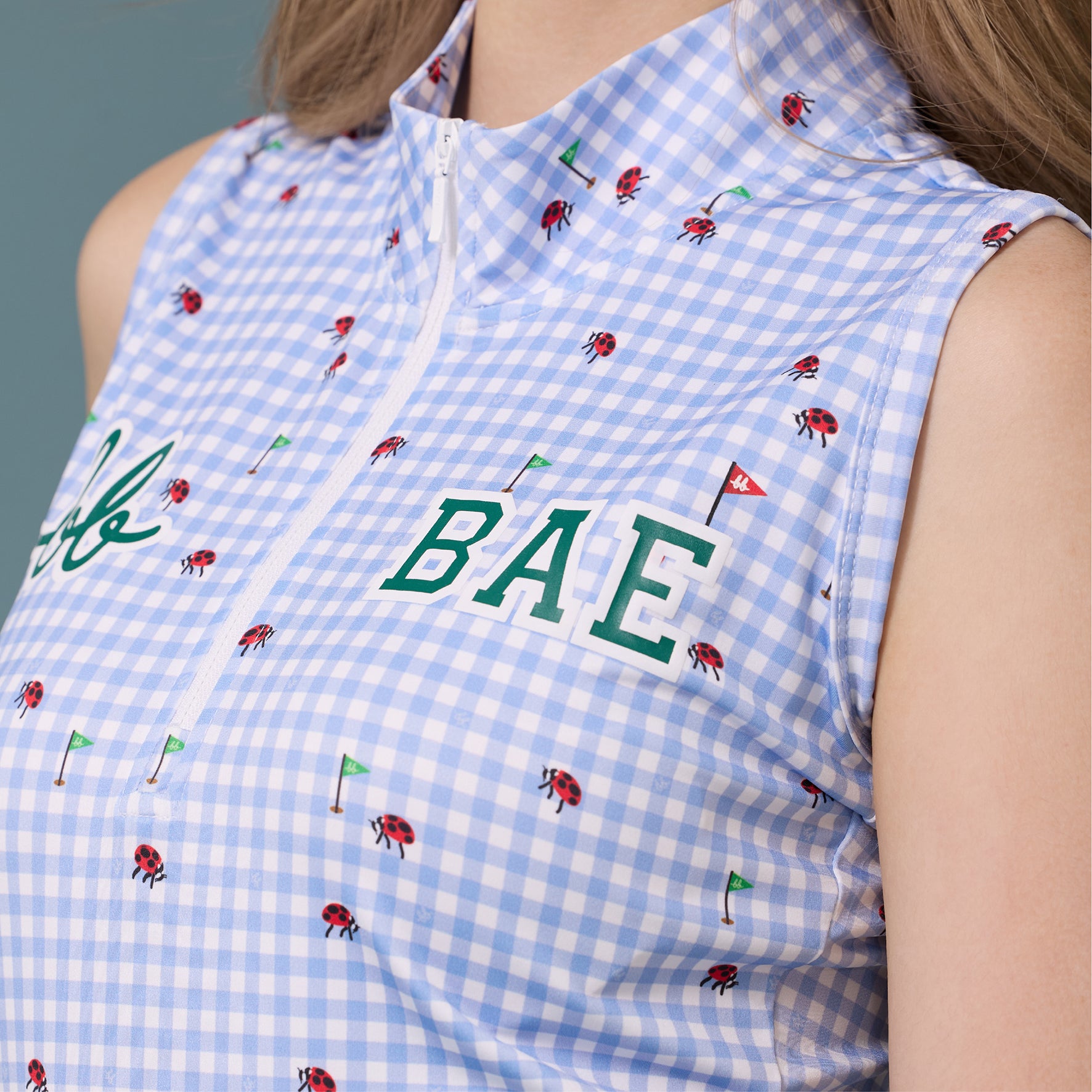 Women Sleeveless Sports Top with zip - Powder Blue