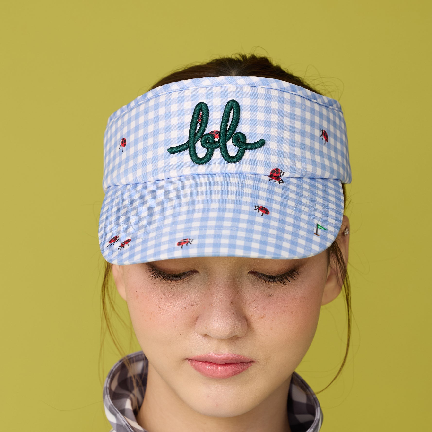 Picnic Gingham Visor Hat - Powder Blue