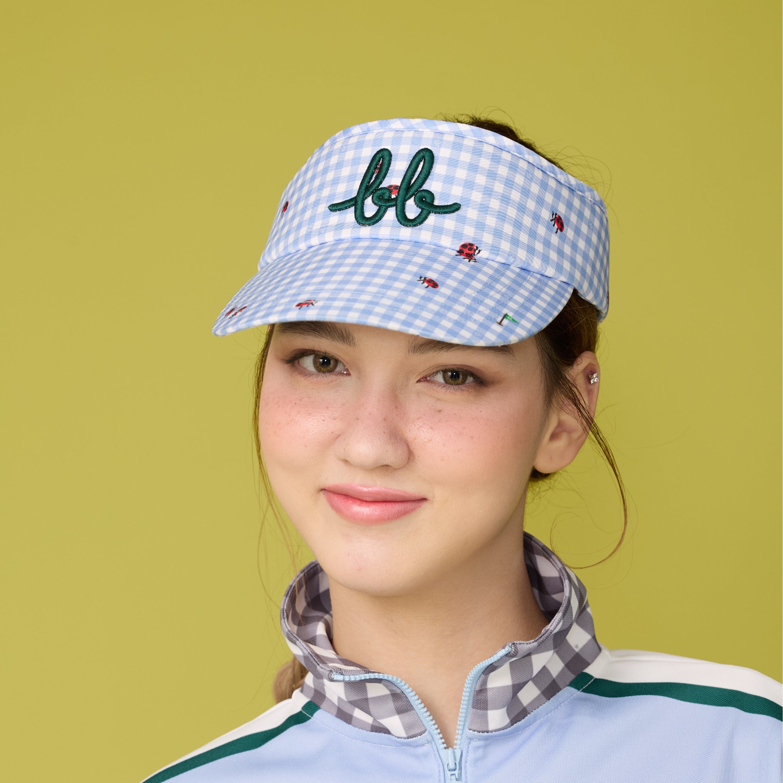 Picnic Gingham Visor Hat - Powder Blue