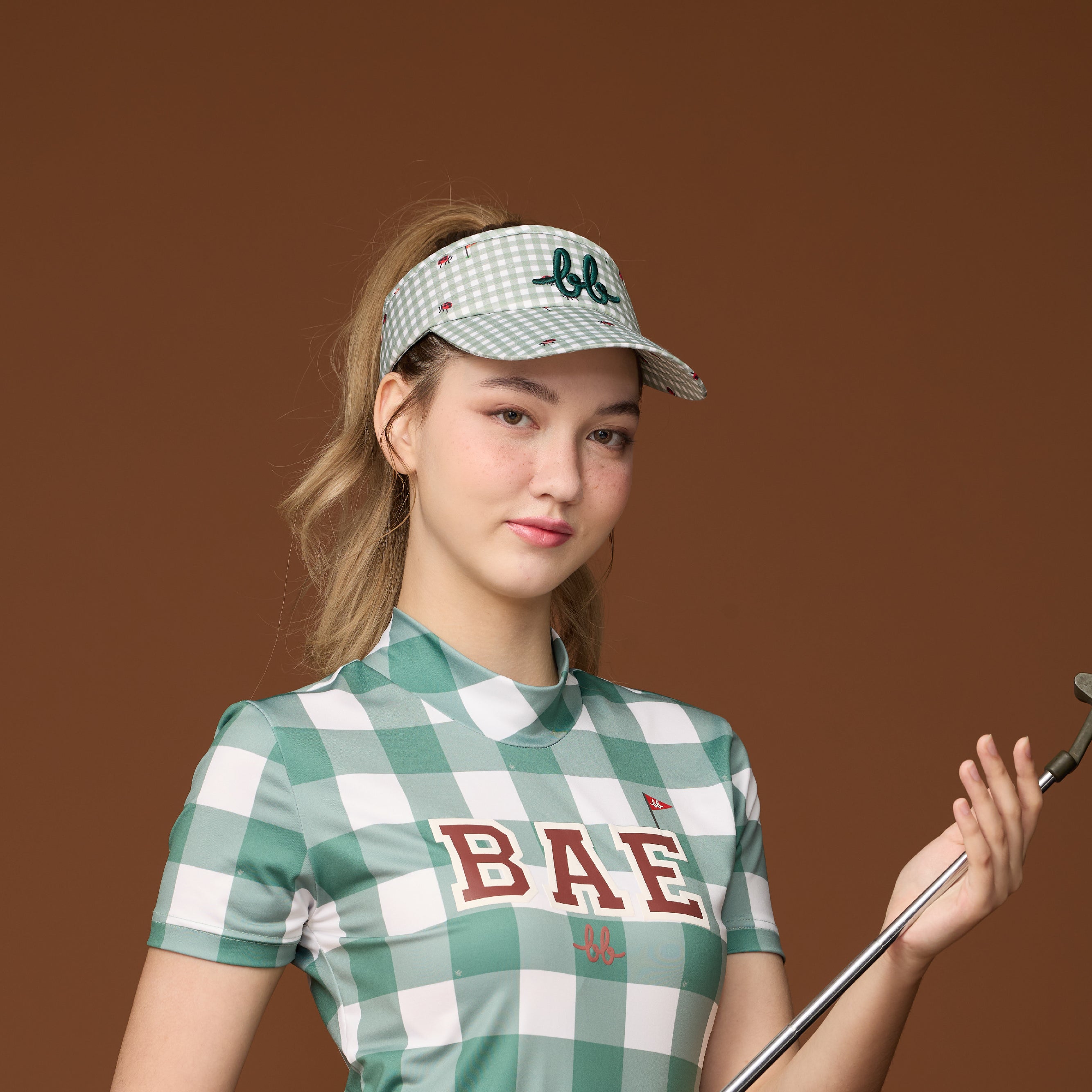 Picnic Gingham Visor Hat - Grass Green