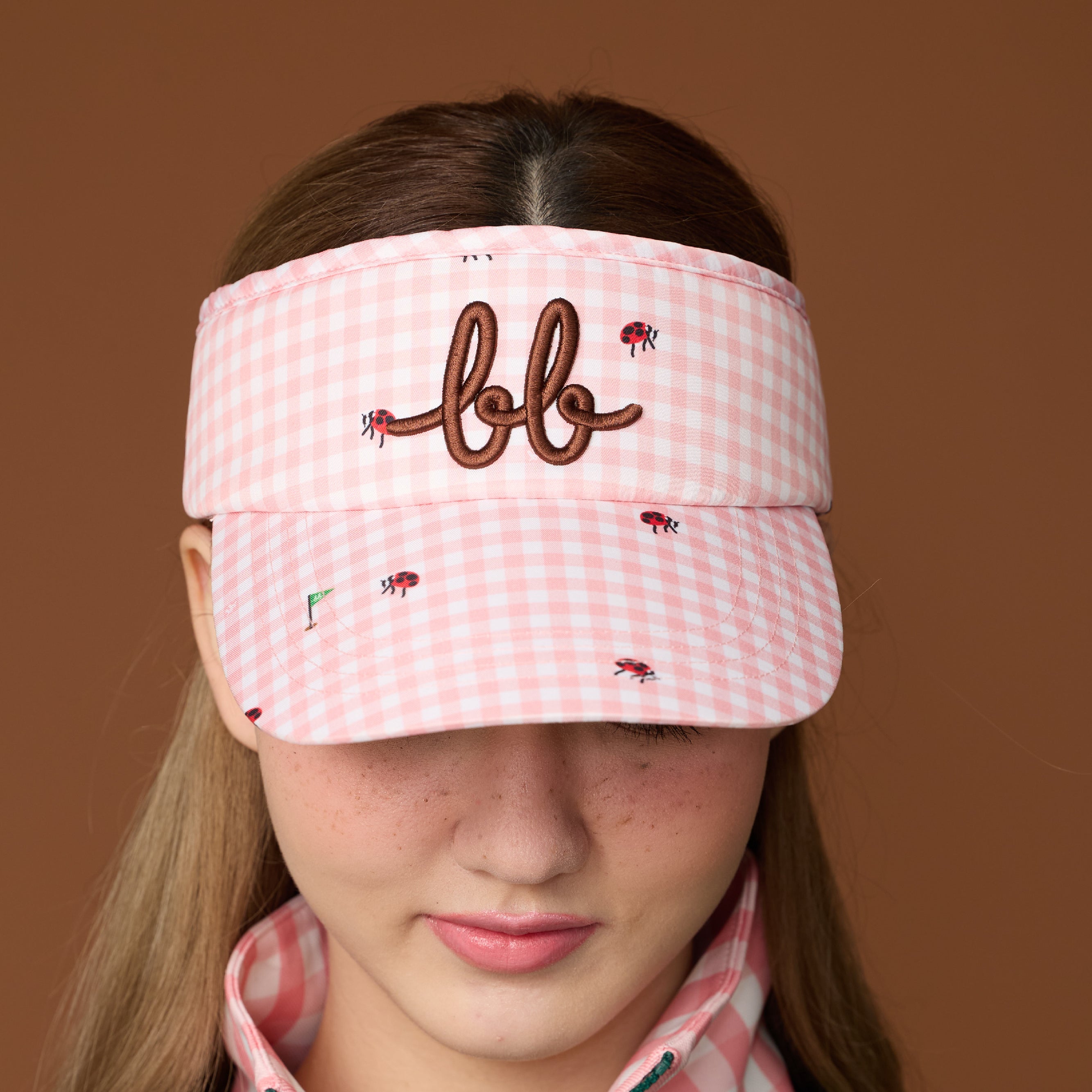 Picnic Gingham Visor Hat - Peachy Pink