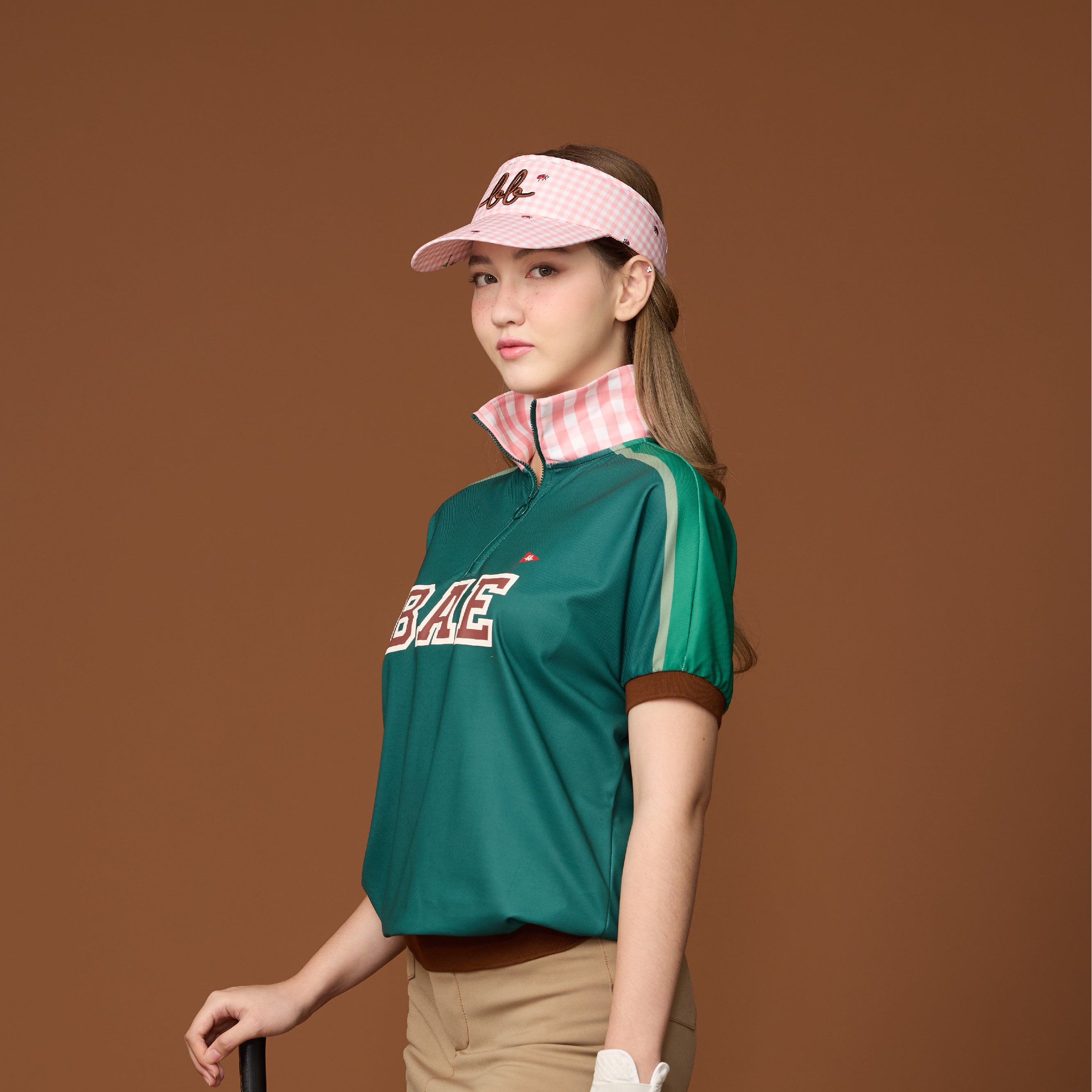 Picnic Gingham Visor Hat - Peachy Pink