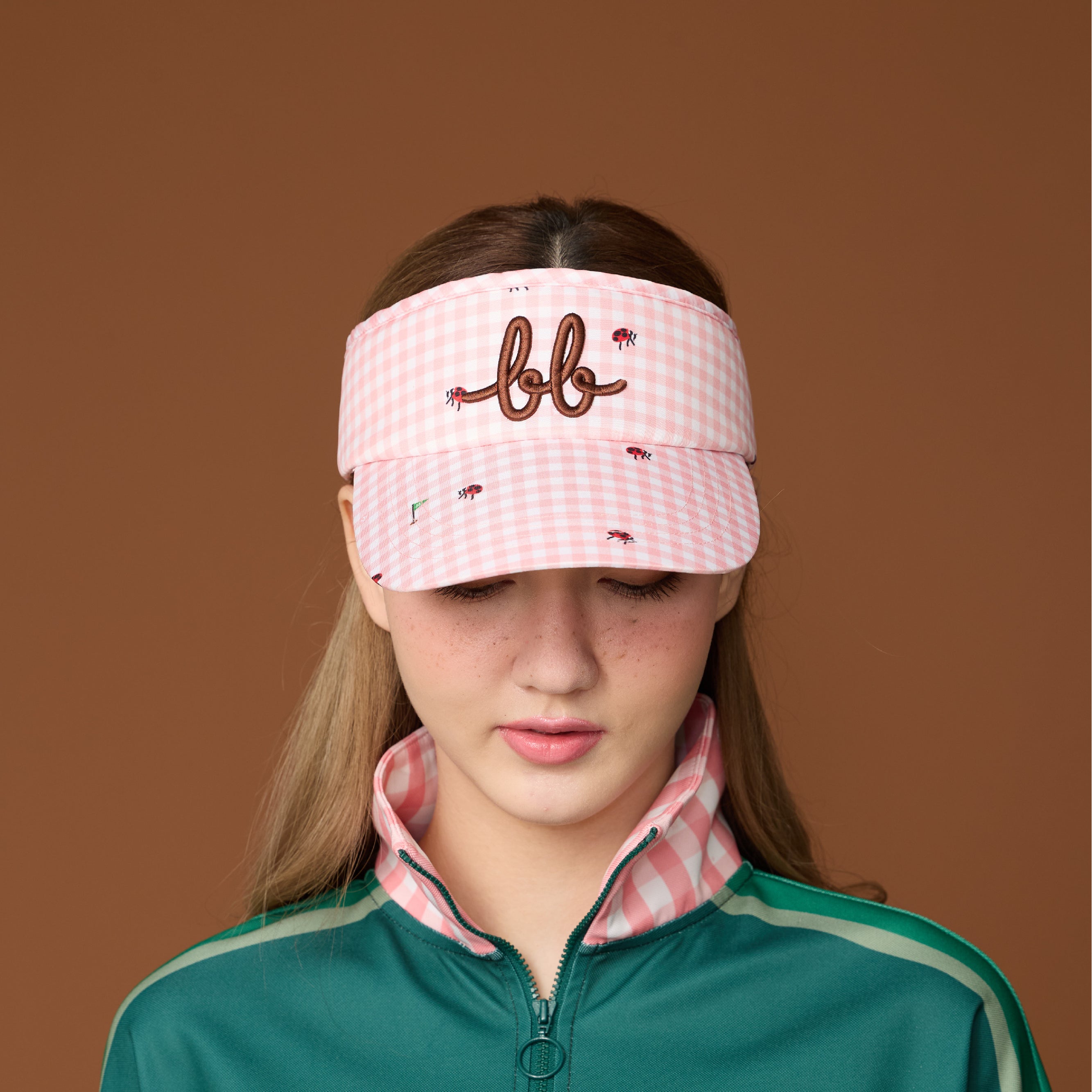 Picnic Gingham Visor Hat - Peachy Pink