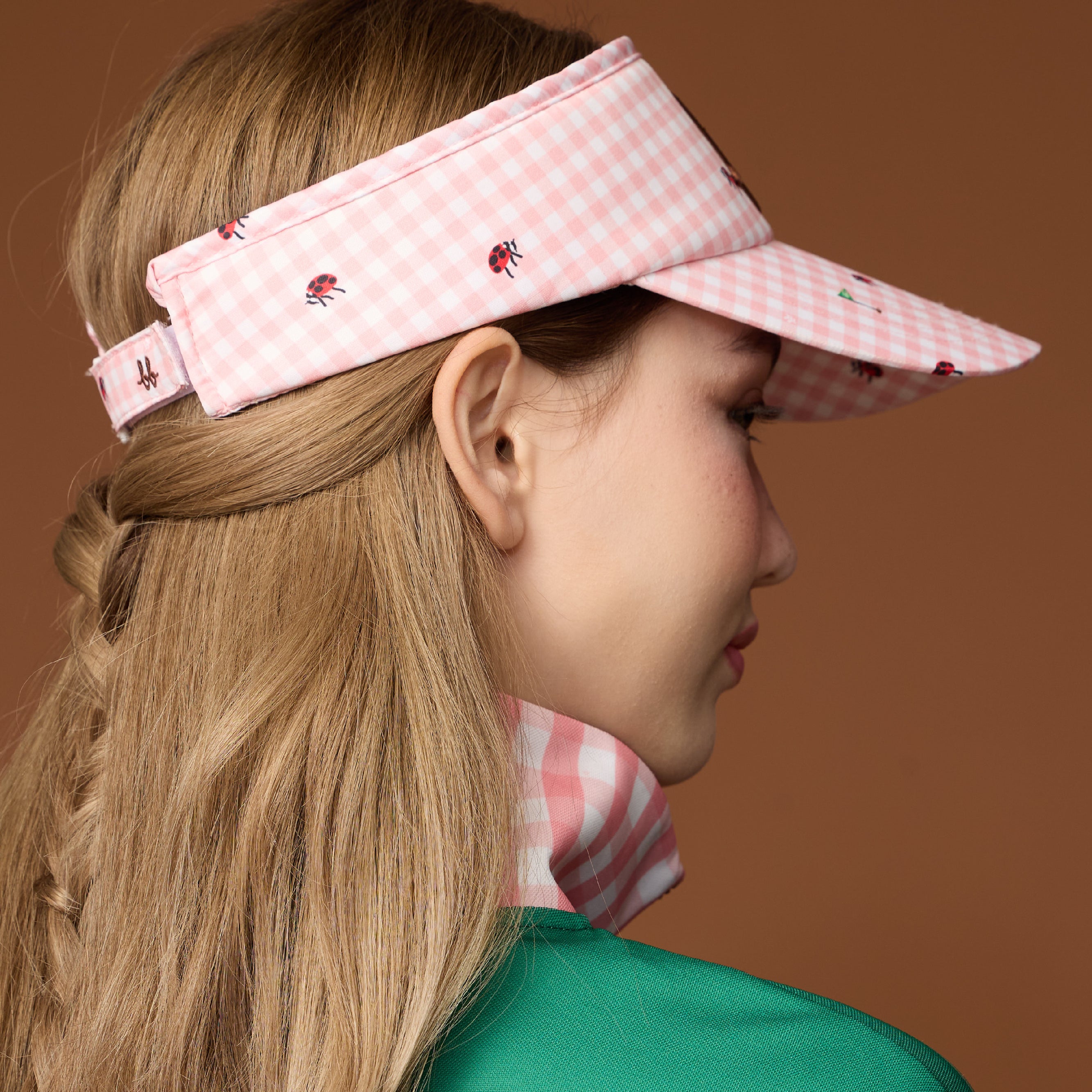 Picnic Gingham Visor Hat - Peachy Pink